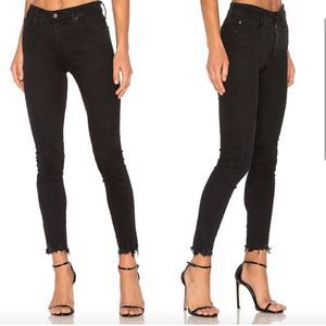 AG Adriano Goldschmied The Farrah High Rise Skinny Ankle Jean Raw Hem Black